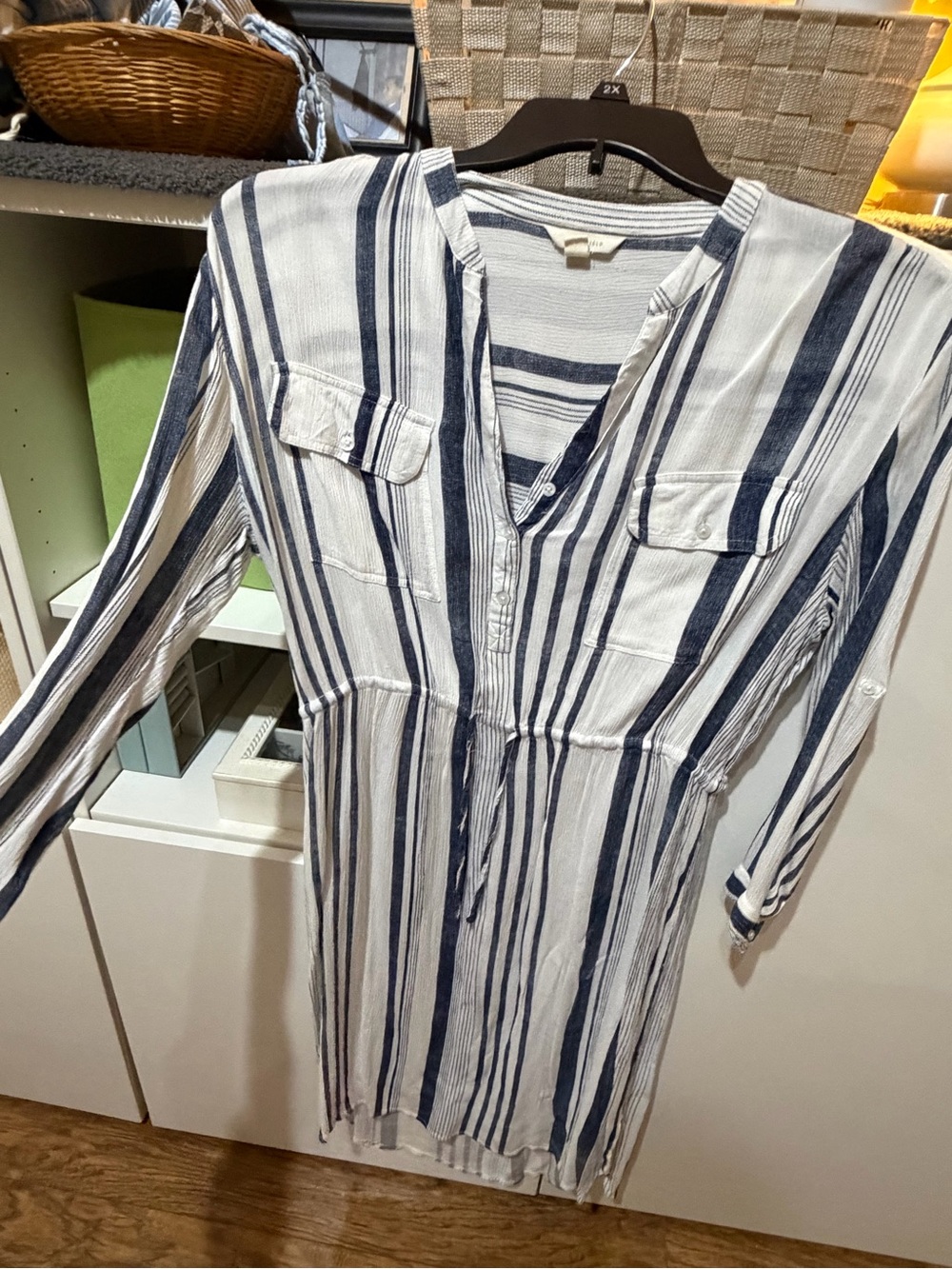 Striped Navy and White Shirt Dress